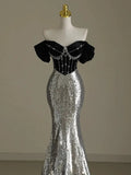 MQTIME  -  Fishtail Evening Dress 2025 New Sequin Beaded Off The Shoulder Sleeveless Annual Meeting High-end Light Luxury Celebrity Gown