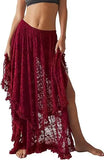 MQTIME  -  Ethnic style lace women's skirt retro irregular medium and long skirt lace curtain skirt cover