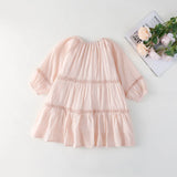 MQTIME  -  Spring Children Toddler Girls New Elegant Lace Dress Sweet Princess Solid Color Cotton Long Dress Kids Baby Ruffle Dress