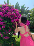 MQTIME  -  Dresses Women Floral Printed Ruffles Elegant Holiday Beach Wedding Party Cocktail Dress Backless Fairy Princess