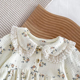 MQTIME  -  New Spring Infant Baby Bodysuits+Hat Long Sleeved Cotton Floral Printing Newborn Baby Girl Jumpsuit Baby Girl Clothing