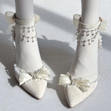 MQTIME  -  Elegant Women's Shoes Lolita Wedding Bridal Heels White Bow Butterfly Heels Y2K Heels Comfortable Mary Jane Shoe Summer