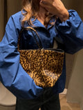 MQTIME  -  Fashion Lapel Blue Pocket Casual Jacket Long Sleeve Cropped Loose Autumn Chic Women Commute Daily Ladies Outerwear Street