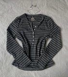 MQTIME  -  Fashionable American retro Y2K trend black and grey striped new design original streetwear V-neck long-sleeved t-shirt emo