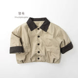 MQTIME  -  Spring New Children Long Sleeve Casual Coat Solid Boys Girls Vintage Jacket Baby Loose Tops Fashion Kids Clothes