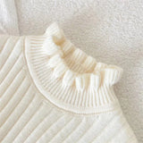  MQTIME  -  Girls Ruffled Sweater Baby Kids Autumn Knit Jumper Children Winter Fashion Pullover 2025 New Toddler Casual Warm Coats 1-6Y