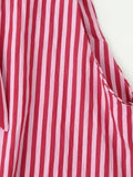 MQTIME  -  Women's Casual Stripe Lace Up Blouses Chic Asymmetrical Hem Sleeveless Loose Tank Tops Summer Lady Daily Street Shirts