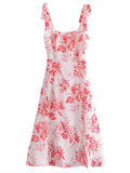  MQTIME  -  Floral Print Women Dress Spaghetti Strap Split Sleeveless Female Sundress New High Waist Summer Dresses