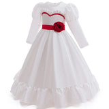MQTIME  -  Halloween Girls Dress 2025 New Kids Elegant White Sweet Gown Children Fashion Vestidos Princess Floral Long Dresses 3-10Y