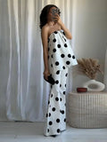 MQTIME  -  Sexy Polka Dot Women's Top Pants Sets Off Shoulder Backless Tube Top High Waist Straight Pant Female Suit Summer Lady Outfits