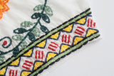 MQTIME  -  European And American Style Autumn New Women Clothing V-neck Loose Retro Heavy Embroidery Bat Shirt Top Skirt Street Style Suit