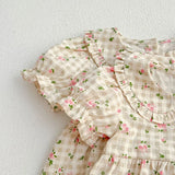 MQTIME  -  New Summer Kids Party Dresses Short Sleeved Cotton Floral Printing 2-6Yrs Baby Girls Princess Dress Sisters Clothes