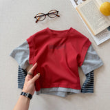 MQTIME  -  Spring New Children Long Sleeve T Shirts Fashion Girls False Two Piece T Shirts Kids Casual Tops Baby Boy Cotton Tees