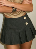 MQTIME  -  American Streetwear Vintage Solid High Waist A-LINE Folds All Match Skirts
