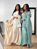 MQTIME  -  Shinny Satin Dress Women Loose Long Batwing Sleeve O-neck  A-line Casual Dresses Female 2024 Spring Fashion Party Robe