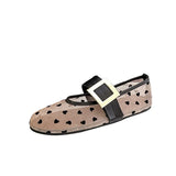 MQTIME  -  Summer Fashion Breathable Mesh Metal Buckle Women Ballet Flats Comfortable Soft Soles Mary Janes Walking Loafers Dance Shoes