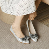 MQTIME  -  Breathable Air Mesh Flat Shoes Women Gold Silver Loafers Low Price Big Bow Ballet Slip-On Oversize 45-32 22cm Pointy Mouth