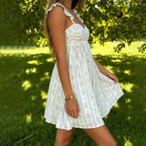 MQTIME  -  Women's Cute Babydoll Mini Dress Ruffle Straps Maternity Dresses Summer Y2K Flowy Teens Short A-Line Sundress