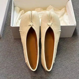 MQTIME  -  Fashion Split toe Pleated Soft Leather Women Ballet Flats Spring Summer Casual Walking Lazy Tabi Loafers Girls Dance Shoes