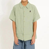 MQTIME  -  Boys And Girls Ramie Cotton Lapel Collar Short Sleeved Shirt Summer New Comfortable Cute Embroidered Children's Shirts