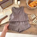 MQTIME  -  Kids Tee Clothing Set Linen Vest And Shorts Boys Girls 2 Pcs Suit Summer Children Outwear Clothes