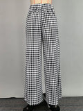 MQTIME  -  Women's High Waist Wide Leg Pants 2025 New Fashion Houndstooth Loose Urban Casual Full Length Trousers For Office Ladies