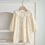  MQTIME  -  New Autumn Children Clothes 2-6 Yrs Baby Girl Party Dress Long Sleeved Cotton Solid Color Kids Princess Dresses