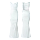  MQTIME  -  Women Long Dress Sleeveless Low Cut Backless Lacing Slim Fit Dress for Party Cocktail Evening Summer New