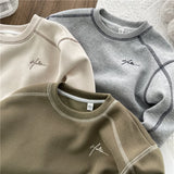 MQTIME  -  Spring Solid Sweatshirt New Autumn Fashion Loose Casual Pullover Kids Long Sleeve Cotton Tracksuits Children Clothing 2-8 Years