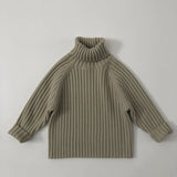 MQTIME  -  2025 New Korean Boutique Turtleneck Knitted Kids Sweaters Pit Stripe Bottoming Sweatershirts for Boys and Girls