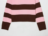  MQTIME  -  Autumn High Street Chic Women Fashion Striped Knitted Sweater Women Long Sleeve Vintage Style Casual Pullover Tops