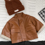 MQTIME  -  The Autumn and Winter New Children's Clothing Korean Style Boys and Girls Fashion Jacket Cotton Thickened Leather Jacket