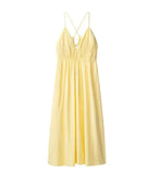 MQTIME  -  Elegant Yellow Elastic High Waist Maxi Sling Dress Women Sleeveless Off Shoulder Backless Deep V-neck Robes 2025 New Street Wear