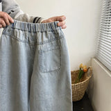 MQTIME  -  Fashion Baby Girl Princess Wide Leg Lace Bottom Jeans Pant Cotton Infant Toddler Child Loose Denim Trousers Baby Clothes 1-10Y