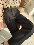 MQTIME  -  Korean Fashion Straight Trousers Women High Waist Solid Women's Summer Pants High Street Suit Pants Female Loose Wide Leg Pants