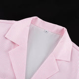 MQTIME  -  Striped Commuter French Shirt Women's Spring and Autumn New Printed Lapel Flared Sleeve Loose Pocket Shirt