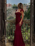 MQTIME  -  Women Strapless Long Dress One Shoulder Fish Tail Slimming Hip Hugging Floor Mopping Unique Summer Wedding Birthday Outfits