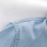 MQTIME  -  Women's Denim Shirt Summer Short Sleeve Loose Single Breasted Blouse Casual Cotton Jean Shirt Tops For Ladies