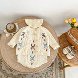 MQTIME  -  New autumn baby clothing, 0-3 year old female baby, knitted sweater embroidered jumpsuit, crawling suit