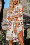 MQTIME  -  Summer New Beach Cover Ups Floral Printed Button Down Sundress Bikini Swimwears Femme Oversized Beachwear Mujer