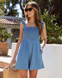 MQTIME  -  Summer New Women Fashion Rompers Strapless Lace-up High Waist Jumpsuits A-line Casual Playsuits Cotton Short Outfits