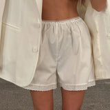 MQTIME  -  Summer New Lace Pure White Loose Shorts Femininity Casual Pants