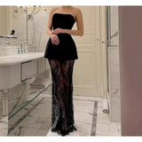 MQTIME  -  French Sexy Tube Top Vest Set Women's Spring High-end Top Lace Skirt Two-piece Set Women's Clothing