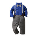 MQTIME  -  Christmas Boys Gentleman Clothing Sets Long Sleeve Bowtie Shirts+Suspenders Pants Kids Boy Formal Outfit Suits