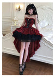 MQTIME  -  Handmade Rose Nebula Gothic Red Lolita Evening Wedding Dress Girls Birthday Party Bar Mitzvah Trailing Lolita Princess Dress