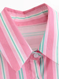 MQTIME  -  Women Pink Plaid Lace Shirt Top Leisure Long Sleeved Single Breasted Lapel Lady Summer Blouses Casual Streetwear French Style