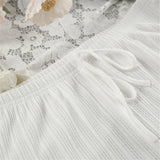 MQTIME  -  Laced up Long Sleeve White Nightwear Spring Autumn Pajamas Lounge Wear Women's Home Clothes Casual Sleepwear Home Wear D422