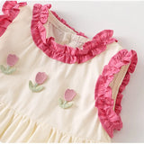 MQTIME  -  0 - 3 Y Baby Summer Clothes Summer Dress for Girls Adorable Baby Girls' Cotton Lace Dress with 3D Flowers Soft and Cute