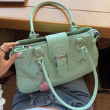  MQTIME  -  Korean Y2k Retro Pu Leather Large Capacity Handbag Mint Green Underarm Shoulder Bag Lipstick Wallet Storage Bags Woman Bag