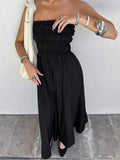 MQTIME  -  Sexy Sleeveless Strapless Long Dress Women Summer 2025 New Fashion Black Slim Dresses Female Cssual Beach Vacation Midi Dress